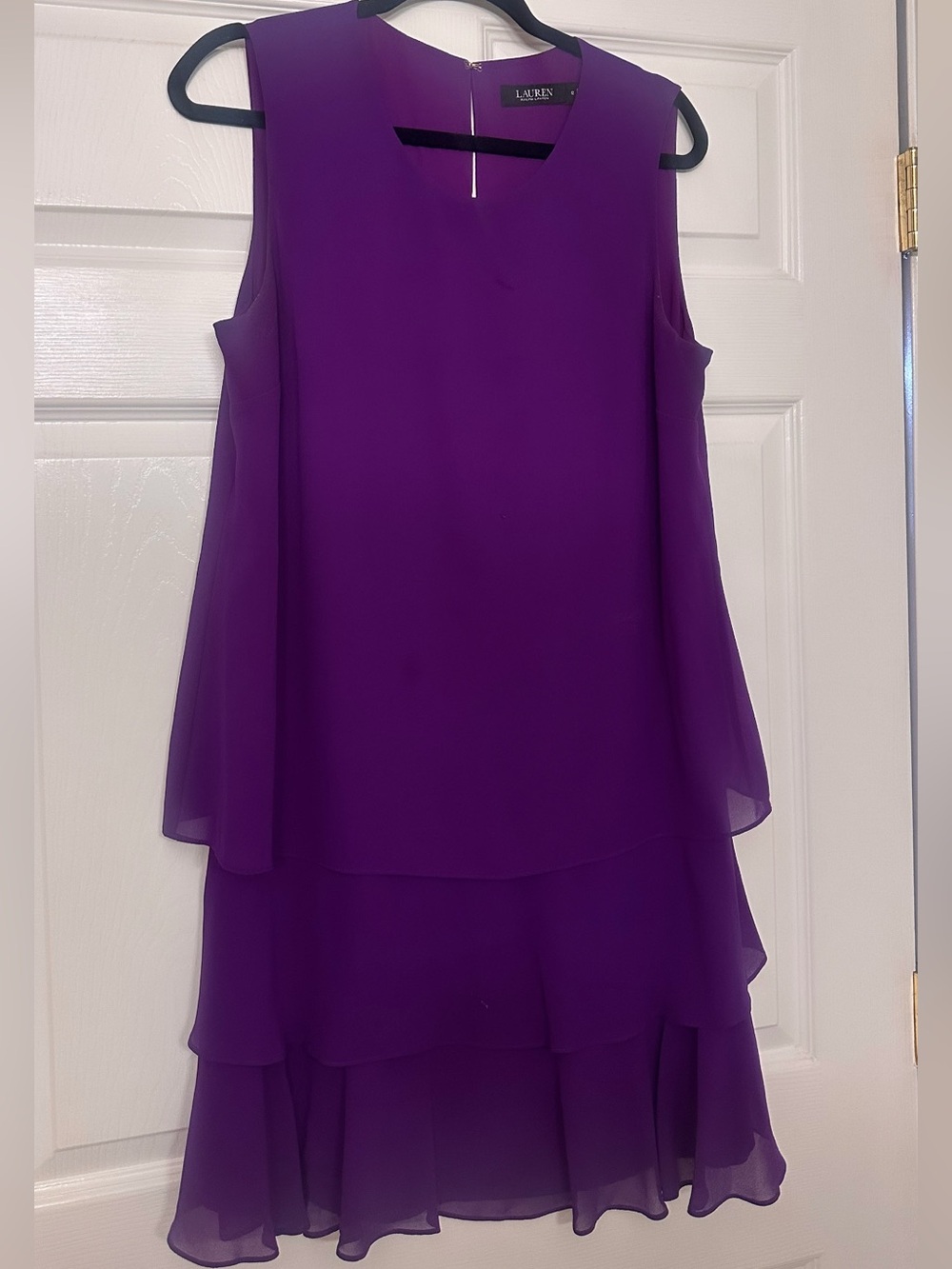Lauren Ralph Lauren Sleeveless Layered Midi Dress in Purple